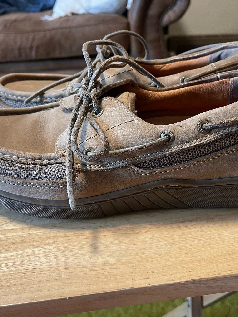 Tommy Bahama Dark Olive Leather Boat Shoes Men Size 9.5M